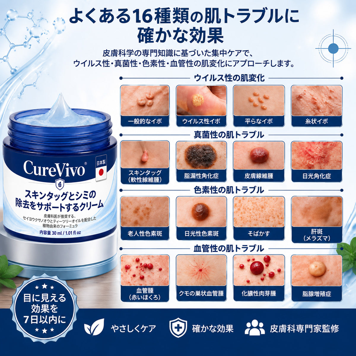 ✨ 70%OFF｜CUREVIVO® 公式ストア🛡️｜7日間 スキンタッグ・気になる黒ずみ集中ケアクリーム｜GMP認証工場製造・植物由来処方