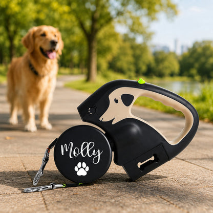 𝐁𝐕𝐉® ワン・トゥ・ツー 自動巻き取り式 多機能犬用リード（ライト付き）