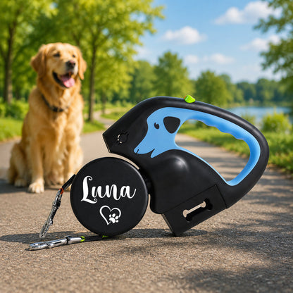 𝐁𝐕𝐉® ワン・トゥ・ツー 自動巻き取り式 多機能犬用リード（ライト付き）